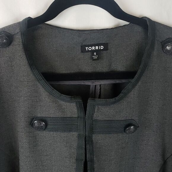 Torrid Women's 4X Grey Military Cropped Jacket - Picture 2 of 16